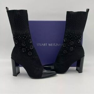 Stuart Weitzman Sockhop Knit Fabric Boots (70950) Size 9.5